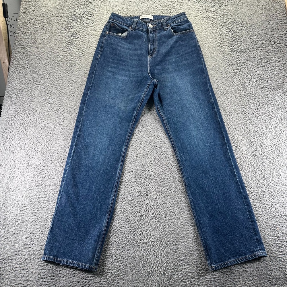 Primark Jeans Womens 6 Blue Cotton Denim Straight Baggy Faded Stretch Workwear